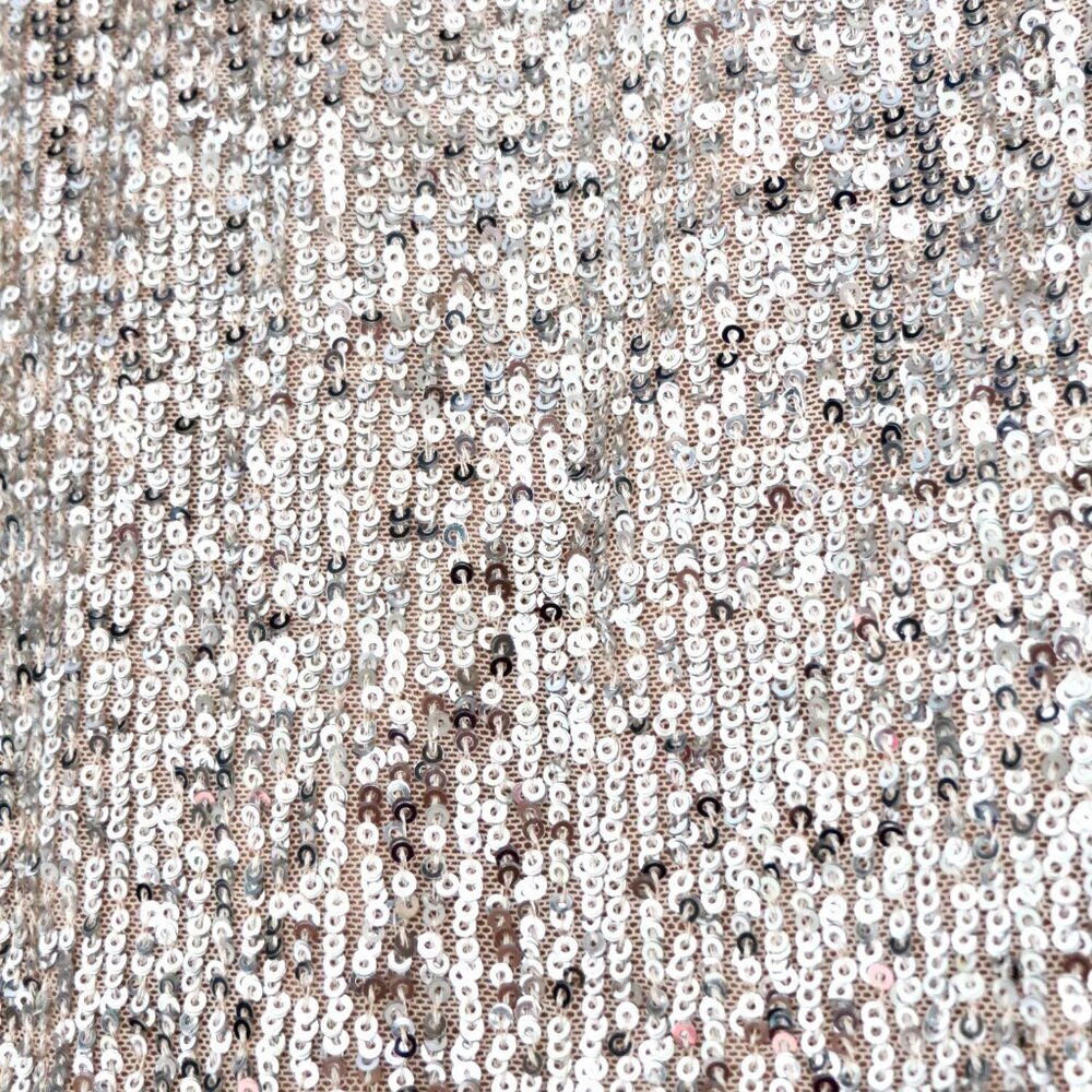Galvan London Metallic Silver Sequin Long Evening Gown Dress SZ 6 - Picture 7 of 10